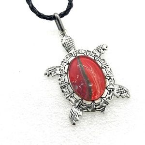 Handmade necklace NSN Turtle with hand painted glass dome